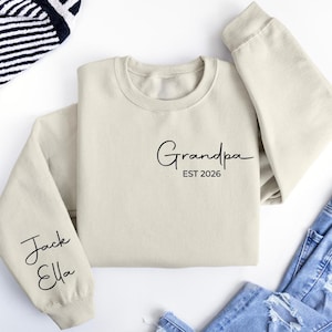 Personalized Grandpa Sweatshirt with Grandkids Names, Papa Abuelo Gift