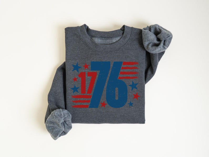 Retro USA Est 1776 Sweatshirt, Womens USA Shirt, America Sweatshirt, 4th of July Sweatshirt, Patriotic Sweatshirt, Red White and Blue afbeelding 5