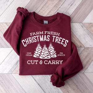 Farm Fresh Christmas Trees Shirt, Pine Spruce Fir, Cute Merry Christmas Tree Sweatshirt, Merry And Bright Sweatshirt, Womens Christmas Shirt imagen 8