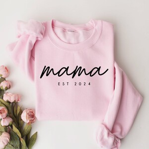 thumbnail image 2 of Personalized Embroidered 'Mama EST' Sweatshirt - Custom Gift For Mom For Christmas, Birthday Or Mother's Day 2 of 5
