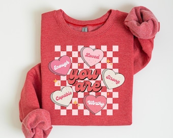 Retro Teacher Valentines Sweatshirt, Womens Heart Valentines Sweatshirt, Love Valentines Sweatshirt, Cute Valentines Day Gift