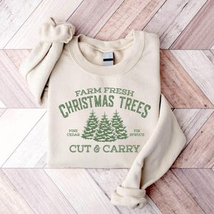 Farm Fresh Christmas Trees Shirt, Pine Spruce Fir, Cute Merry Christmas Tree Sweatshirt, Merry And Bright Sweatshirt, Womens Christmas Shirt imagen 2