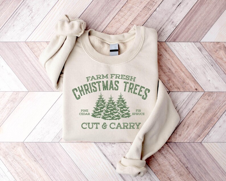 Farm Fresh Christmas Trees Shirt, Pine Spruce Fir, Cute Merry Christmas Tree Sweatshirt, Merry And Bright Sweatshirt, Womens Christmas Shirt imagen 2