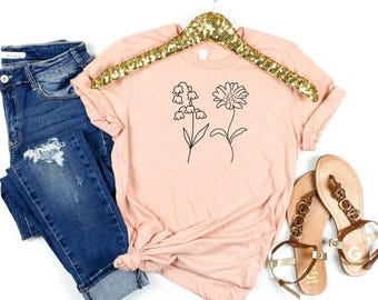 Custom Birth Month Flower Shirt, Custom Birthday Shirt, Birth Flower, Flower Shirt, Personalized Birth Month Shirt, Birthday Flower Shirt
