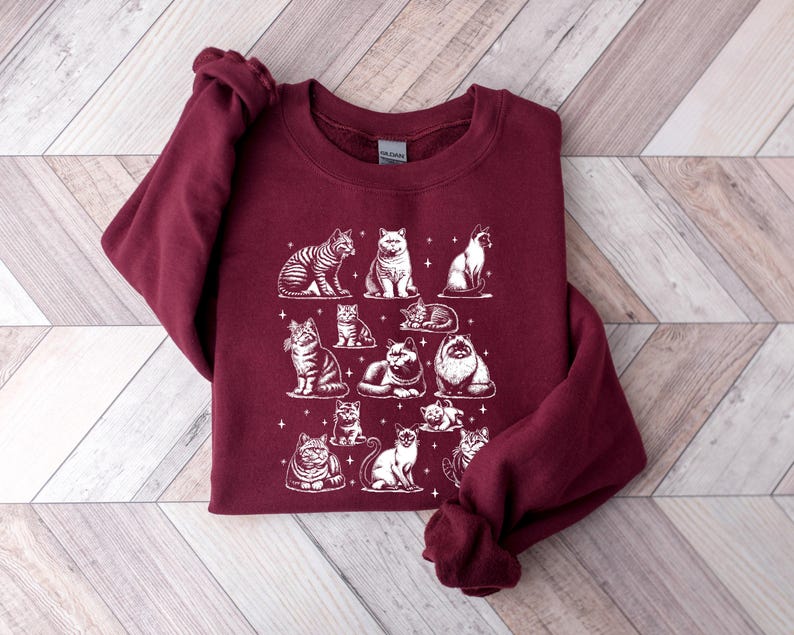 Retro Cat Sweatshirt, 90s Cat Shirt, Cat Lover Shirt, Cat Mom Shirt, Cat Graphic Tee, Cat Lover Gift, Trendy Cat Shirt,Cat Mom Birthday Gift image 5
