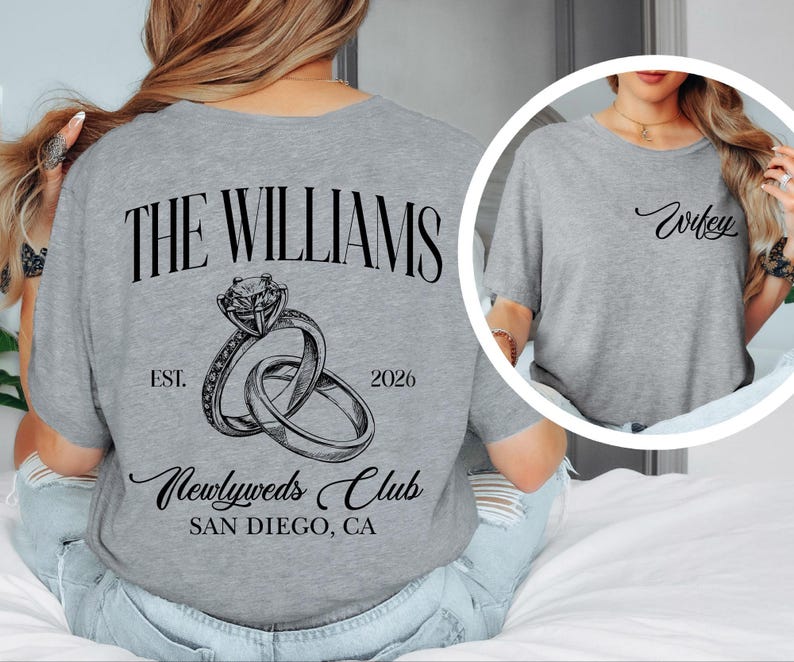 Custom Bride Sweatshirt, Engagement Gift For Bride, Personalize Wifey Hubby Shirt, Bridal Party Shirt, Honeymoon Shirt,New Wife Wedding Gift Bild 8