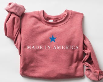 Womens American Crewneck Sweatshirt, Cute Womens USA Sweatshirt, Funny 4th of July Sweatshirt, Patriotic Sweatshirt, Red White and Blue