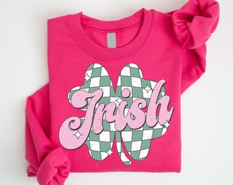 Retro Irish Sweatshirt, Cute St Patricks Day Sweatshirt, Womens Shenanigans Sweatshirt, Lucky Sweatshirt, Shamrock Shirt, Four Leaf Clover