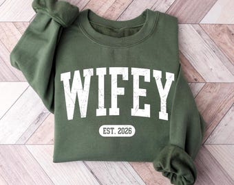 Personalized Wifey Sweatshirt, Bridal Shower Gift