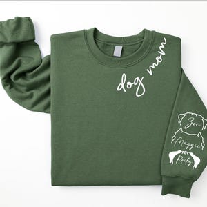 Custom Dog Mom Sweatshirt With Ears Name On Sleeve, Personalize Mom Gift, Mothers Day Gift Dog Mom, Dog Lover Mom Gift, Christmas Gift Mom image 8
