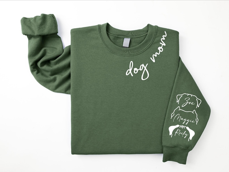 Custom Dog Mom Sweatshirt With Ears Name On Sleeve, Personalize Mom Gift, Mothers Day Gift Dog Mom, Dog Lover Mom Gift, Christmas Gift Mom image 8