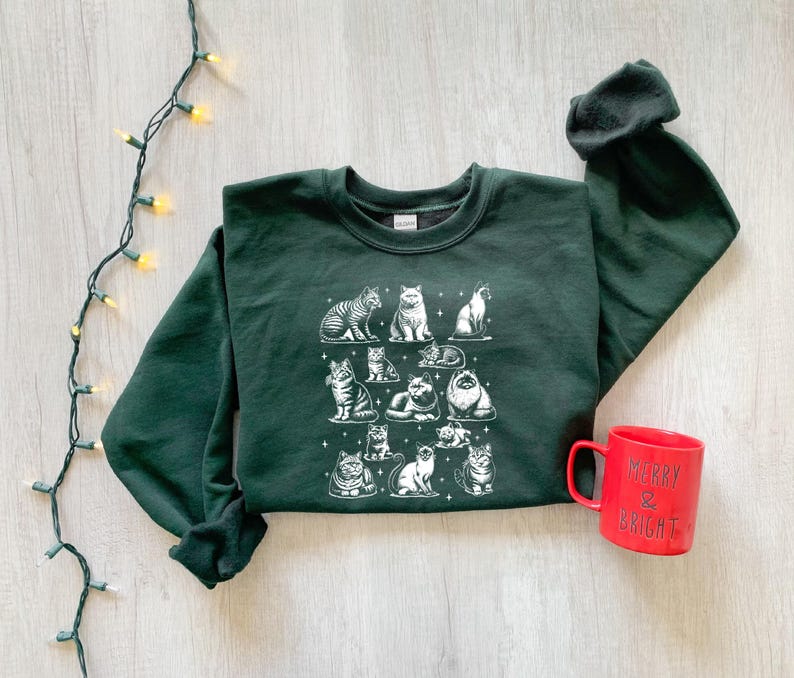 Retro Cat Sweatshirt, 90s Cat Shirt, Cat Lover Shirt, Cat Mom Shirt, Cat Graphic Tee, Cat Lover Gift, Trendy Cat Shirt,Cat Mom Birthday Gift image 2