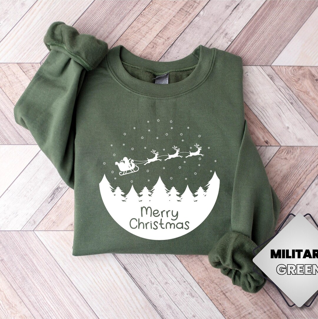 Women's Merry Christmas Sweatshirt, Santa Sweatshirt, Deer Merry ...