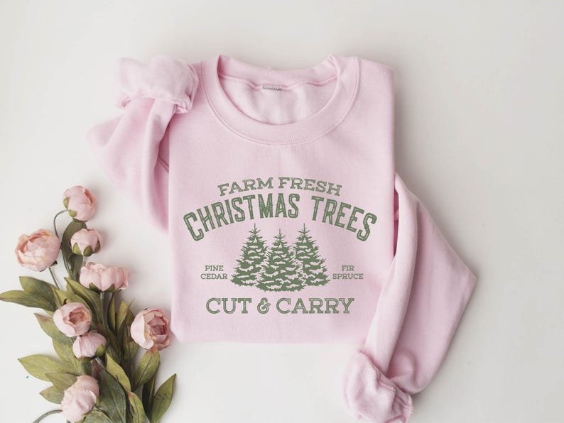 Farm Fresh Christmas Trees Shirt, Pine Spruce Fir, Cute Merry Christmas Tree Sweatshirt, Merry And Bright Sweatshirt, Womens Christmas Shirt imagen 6