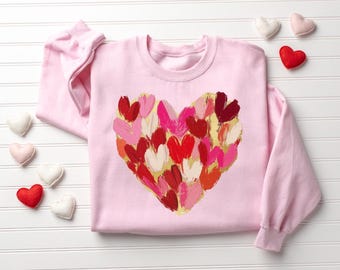 Valentines Brush Heart Sweatshirt, Womens Love Sweater, Teacher Valentines Shirt, Valentine Graphic Tee