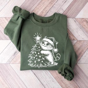 Cute Cat Christmas Sweatshirt, Christmas Cat Lover Gift, Cat Mom Holiday Shirt, Womens Christmas Shirt, Holiday Shirt, Funny Christmas Shirt