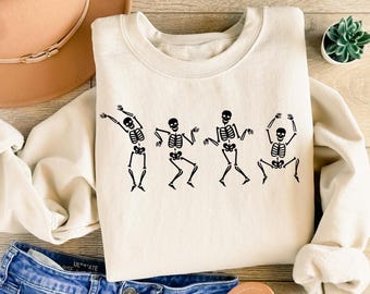 Dancing Skeleton Sweatshirt, Skeleton Halloween Shirt, Womens Halloween Shirt, Halloween Party Shirt, Cute Halloween Gift, Fall Graphic Tee