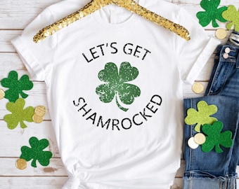 Retro Lets Get Shamrock Shirt, Womens Lucky Shirt, Happy St Patricks Day Shirt, Cute Patricks Day Shirt, Irish Shirt, St Pattys Day Shirt