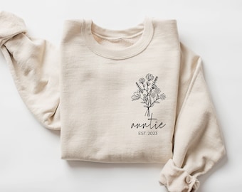 Sweat personnalisé tante Est, cadeau nouvelle tante, faire-part tante, cadeau de Noël tante, sweat-shirt fête des mères, cadeau fête des mères