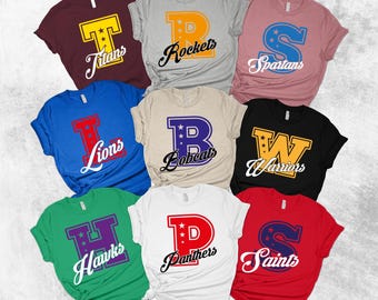 Custom Team Mascot Name Shirt, Favorite Team Name Shirt, Personalize School Team Shirt, College Team Shirt, School Spirit Shirt, Funny Shirt
