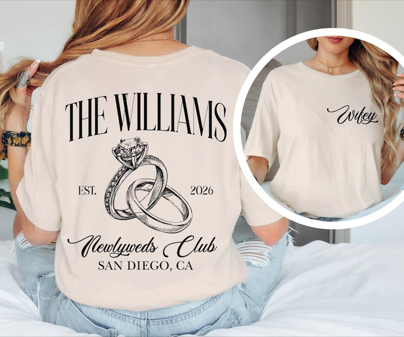 Custom Bride Sweatshirt, Engagement Gift For Bride, Personalize Wifey Hubby Shirt, Bridal Party Shirt, Honeymoon Shirt,New Wife Wedding Gift Bild 4