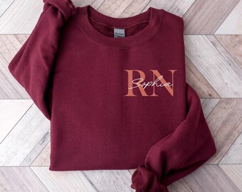 Personalize Registered Nurse Sweatshirt, RN Shirt, Heart RN Tshirt, Nursing Shirt, Nursing School Tee, Nurse Week Shirt, Nurse Student Shirt