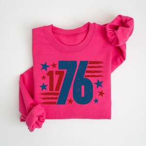 Retro USA Est 1776 Sweatshirt, Womens USA Shirt, America Sweatshirt, 4th of July Sweatshirt, Patriotic Sweatshirt, Red White and Blue afbeelding 8