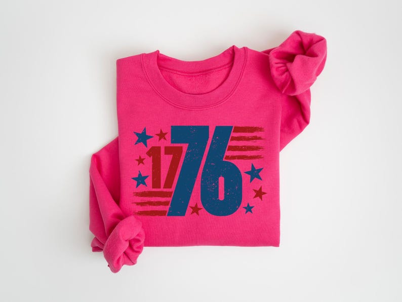 Retro USA Est 1776 Sweatshirt, Womens USA Shirt, America Sweatshirt, 4th of July Sweatshirt, Patriotic Sweatshirt, Red White and Blue afbeelding 8