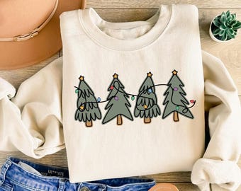 Christmas Tree Sweatshirt : Festive Holiday Sweater, Womens Winter Shirt, Christmas Graphic Tee