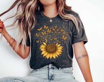 Sunflower Butterfly Shirt, Butterfly Shirt, Mothers Day Gift Shirt, Sunflower Shirt, Floral Shirt, Flowers Gift Shirt, Flowers Lover Gift