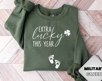 Extra Lucky This Year Sweatshirt, St Patrick's Day Pregnancy Reveal, Pregnancy Announcement Sweatshirt, Mom To Be Sweatshirt, My Lucky Charm