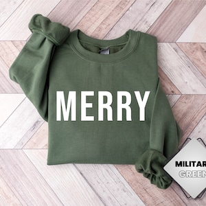 Merry Sweatshirt, Cute Merry Christmas Sweatshirt, Women's Christmas Sweatshirt, Christmas Crewneck, Holiday Sweatshirt, Winter Sweatshirt