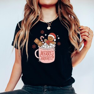 Funny Christmas Gingerbread Shirts, Christmas Coffee Latte Shirt, Christmas Cookies Shirt, Christmas Shirts for Women, Cute Christmas Shirt imagen 4