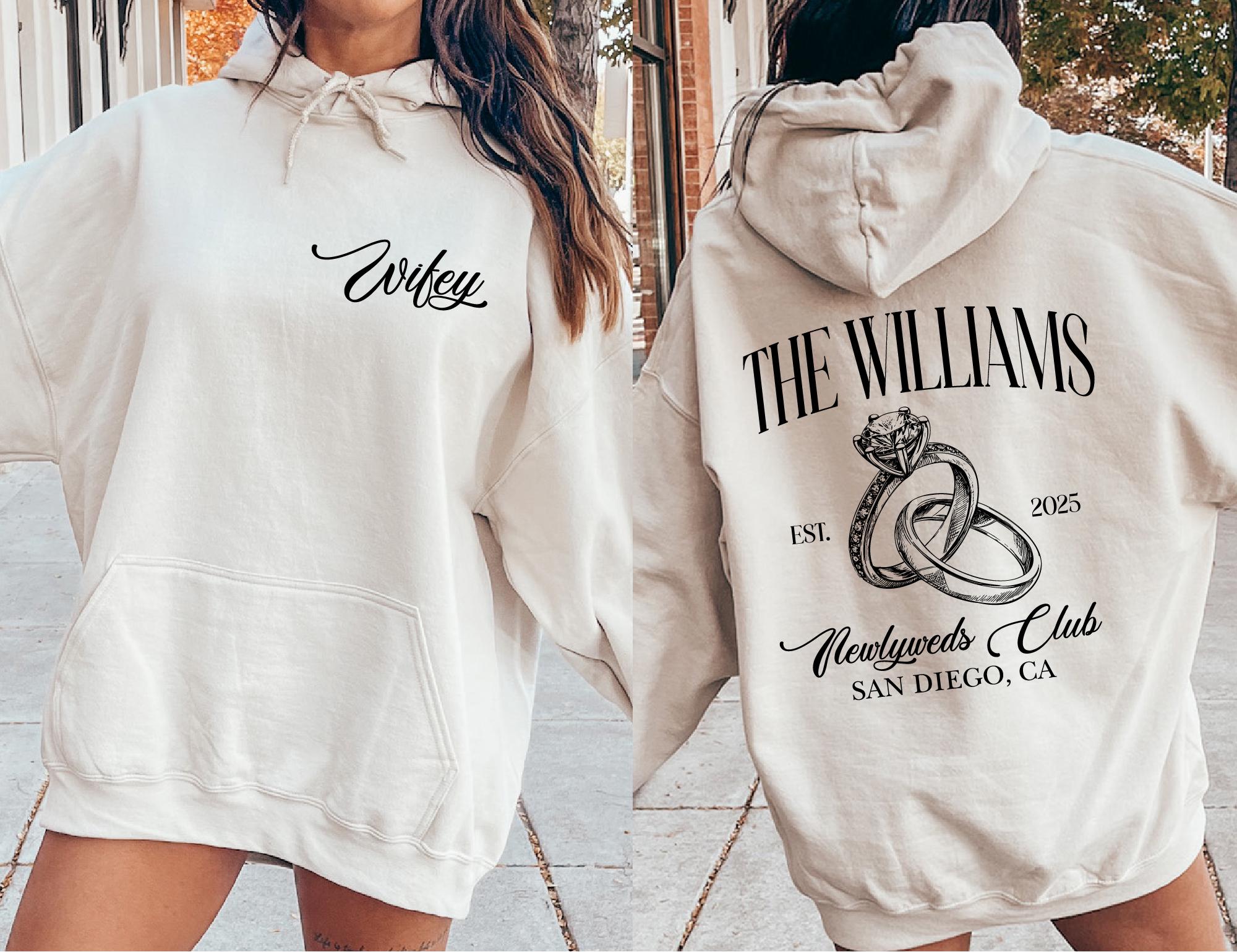 Custom Bride Sweatshirt, Engagement Gift For Bride, Personalize Wifey Hubby Shirt, Bridal Party Shirt, Honeymoon Shirt,New Wife Wedding Gift