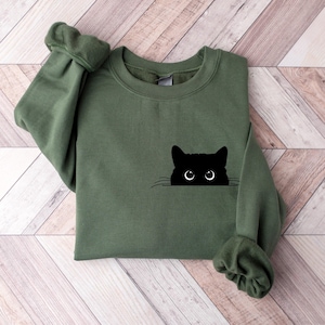 Cute Black Cat Halloween Sweatshirt, Womens Halloween Shirt, Halloween Party Shirt, Halloween Gift, Halloween Costume, Fall Graphic Tee