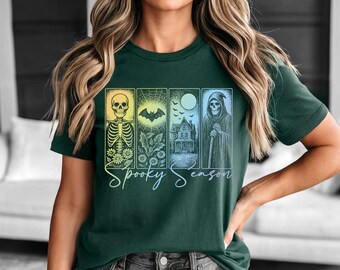 Retro Spooky Season Sweatshirt, Cute Horror Halloween Shirt, Ghost Halloween Shirt, Womens Halloween Shirt, Skeleton Halloween Shirt