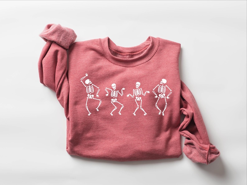 Dancing Skeleton Sweatshirt, Skeleton Halloween Shirt, Womens Halloween Shirt, Halloween Party Shirt, Cute Halloween Gift, Fall Graphic Tee Bild 5