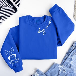 Custom Dog Mom Sweatshirt With Ears Name On Sleeve, Personalize Mom Gift, Mothers Day Gift Dog Mom, Dog Lover Mom Gift, Christmas Gift Mom image 5