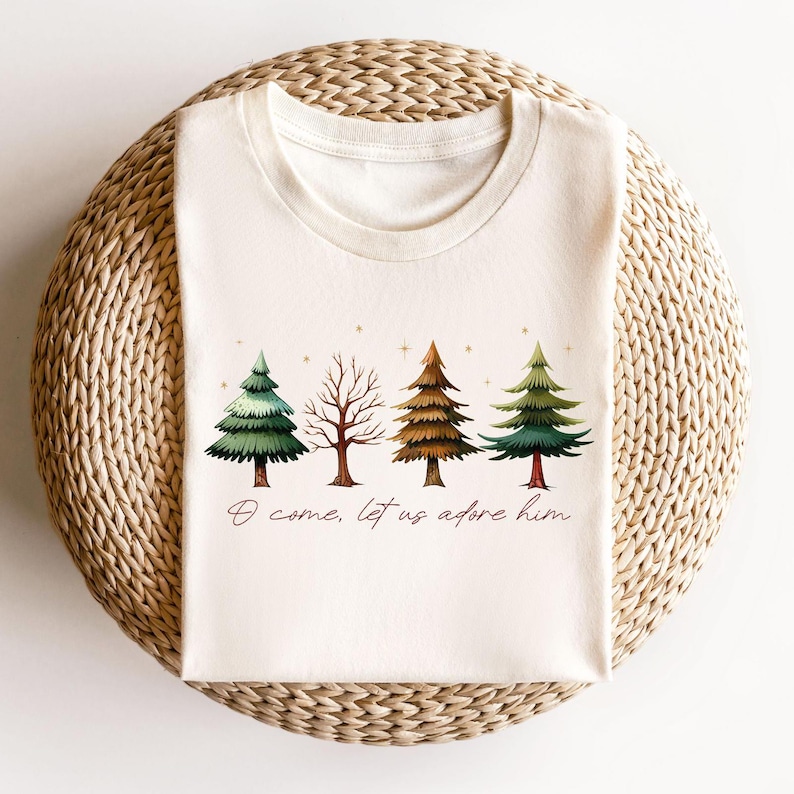 Christian Christmas Tree Shirt, Nativity Scene Shirt, Christmas