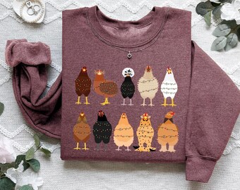 Christmas Chickens Sweatshirt : Womens Holiday Farm Sweater, Xmas Graphic Tee