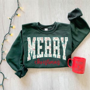 Cute Merry Christmas Sweatshirt, Christmas Crewneck Sweater, Christmas Shirt for Women, Holiday Sweater, Christmas Gift, Retro Christmas Tee