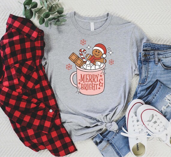 Funny Christmas Gingerbread Shirts, Christmas Coffee Latte Shirt, Christmas Cookies Shirt, Christmas Shirts for Women, Cute Christmas Shirt