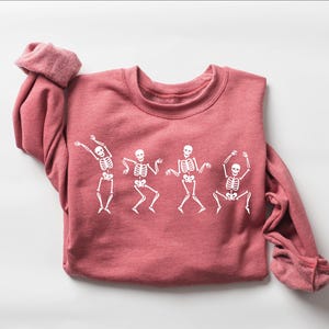 Dancing Skeleton Sweatshirt, Skeleton Halloween Shirt, Womens Halloween Shirt, Halloween Party Shirt, Cute Halloween Gift, Fall Graphic Tee image 3