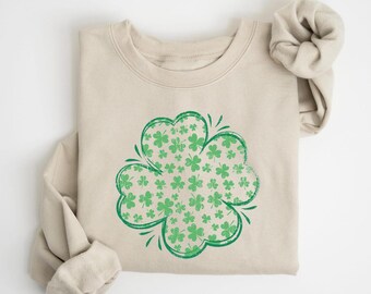 Womens Shenanigans Sweatshirt, Retro Shamrock Sweatshirt, Four Leaf Clover, Cute St Patricks Day Sweatshirt, Lucky Sweatshirt, Irish Shirt