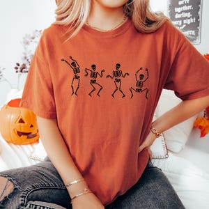 Dancing Skeleton Sweatshirt, Skeleton Halloween Shirt, Womens Halloween Shirt, Halloween Party Shirt, Cute Halloween Gift, Fall Graphic Tee image 4