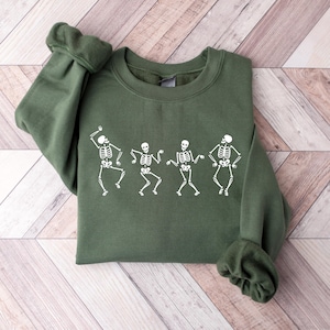 Dancing Skeleton Sweatshirt, Skeleton Halloween Shirt, Womens Halloween Shirt, Halloween Party Shirt, Cute Halloween Gift, Fall Graphic Tee Bild 2