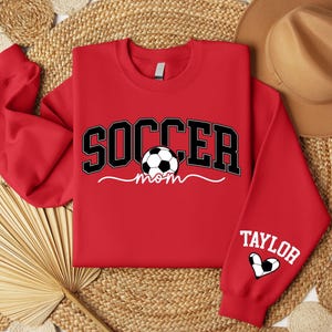 Personalize Soccer Mom Kids Name On Sleeve Sweatshirt, Mom Soccer Sweater, Soccer Mama Shirt, Gift for Soccer Mom, Fall Soccer Season Shirt image 6