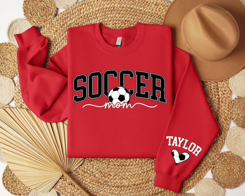 Personalize Soccer Mom Kids Name On Sleeve Sweatshirt, Mom Soccer Sweater, Soccer Mama Shirt, Gift for Soccer Mom, Fall Soccer Season Shirt image 6