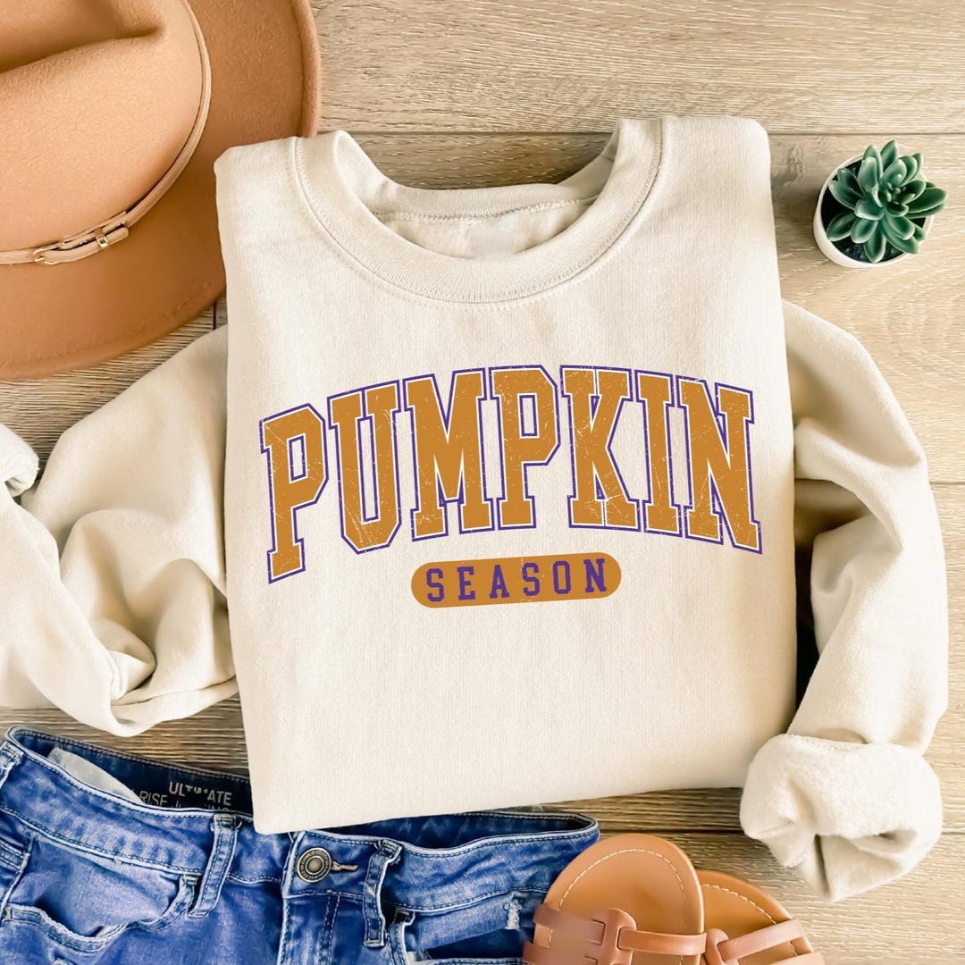 Pumpkin Season Colorful Words Graphic Sweatshirt main image 0