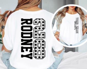 Personalized Soccer Mom Kids Name & Number Sweatshirt, Custom Soccer Team Shirt, Gift for Soccer Mom, Soccer Season Shirt, Game Day Shirt